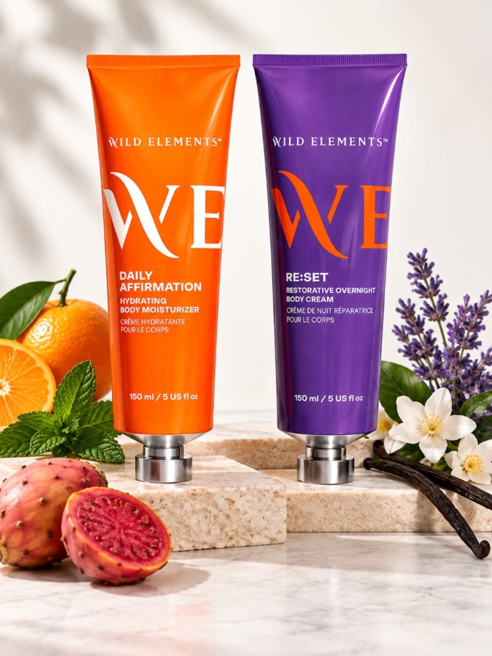 Wild Elements Body Cream Lotion 2pc Bundle Daily Affirmation Re:Set 5 oz New